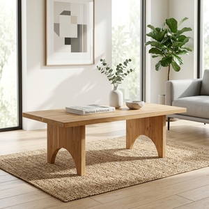 Kate Dining Table Modern <b>Rustic</b> Solid Wood Rectangular Kitchen Table With Arched Panel Legs Farmhouse Home Furniture - Product Image 3