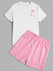 Ensemble deux pièces pour homme, t-shirt à col rond et manches courtes, 100% coton, séchage rapide, été, décontracté, uni, sans couture, fabrication au Bangladesh - Product Image 2