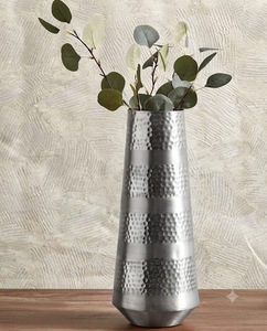 Hammered Metal Flower <b>Vase</b> Contemporary Decorative Flower Holder For Wedding Event Living Room Dining Table - Product Image 2