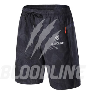 Bermuda décontracté pour homme BLOODLINE en PU enduit 220g, imprimé par sublimation, séchage rapide, taille élastique, poches, camouflage noir et gris - Product Image 1