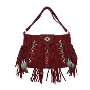 Premium Genuine Leather Fringe Handbag for Women – Vintage Boho Style Shoulder <b>Bag</b> with Tassels & <b>Studded</b> Detail - Product Image 1