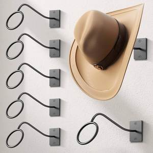 Porte-chapeaux mural en métal noir pour casquettes de baseball, ceintures, cravates et foulards – Organisateur de rangement pour placard - Product Image 6