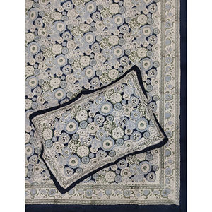 Sábana Plana de Algodón con Estampado a Mano en Bloque, Doble, Negra, 200 Hilos, Diseño Geométrico, Transpirable, para Hogar, Hotel y Uso Elegante - Product Image 1