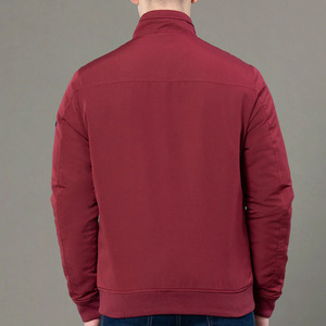<b>Men's</b> Solid Color Fleece Bomber <b>Jacket</b> Stand Collar Zipper Closure Casual Autumn Wear Regular Fit Slim Style - Product Image 3