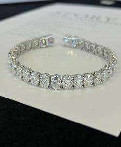 Bracelet tennis en moissanite taille ovale, argent sterling 925, grand bracelet diamant pour femme, bijoux de luxe pour mariage - Product Image 1