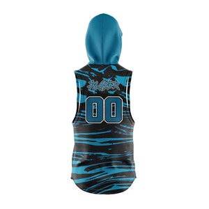 Shorts de compression imprimés sur mesure, motif rayé bleu et noir, numéro 00, vêtements de sport - Product Image 4