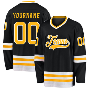 Maillots de hockey sur glace personnalisés avec logo, respirants, 100 % polyester, séchage rapide, col en V, manches longues, effet délavé, option vente en gros - Product Image 1