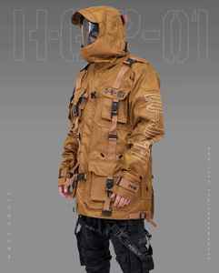 Veste tactique pour homme, vêtements techniques, streetwear urbain, multi-poches, cargo, coupe-vent, cyberpunk, veste fonctionnelle à capuche - Product Image 6