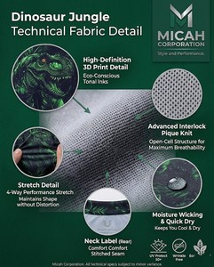 Camiseta de Golf para Hombre, Corte Regular, Tejido de Punto con Estampado por Sublimación 3D de Micah Corporation, Poliéster y Spandex de Secado Rápido y Alta Calidad - Product Image 4