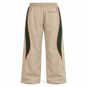 Pantalon de survêtement large pour homme, taille élastique avec cordon de serrage, blocs de couleur et bande latérale, décontracté, respirant, en polyester, pour l'automne - Product Image 4