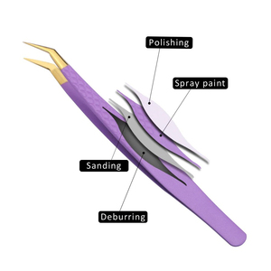 Pinzas Profesionales de Acero Inoxidable con Puntas de Fibra para Extensión de Pestañas, Agarre Perfecto, Nunca Resbalan, Punta Recta - Product Image 3