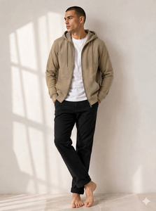 Casual mens zipper hoodie featuring durable soft fabric and adjustable hood for reliable comfort during travel or outdoor - Product Image 5