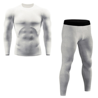 Ensemble de compression pour hommes à sublimation, manches longues, col rond, séchage rapide, respirant, extensible dans quatre directions, sans coutures, taille haute