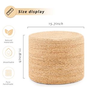 Poggiapiedi/Ottoman in Giacinto d'Acqua Naturale Intrecciato Fatto a Mano, Design Moderno Convertibile per Arredamento Casa e Uso Alberghiero - Product Image 2
