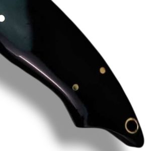 Couteaux de chasse personnalisés en acier damas cuivré, couteaux à lame fixe faits à la main pour l'extérieur avec finition décorative à motifs pour le camping - Product Image 6
