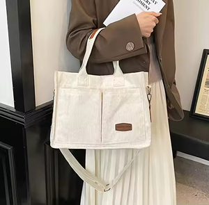 Bolsos Tote Personalizados para Mujer, Bolsa de Hombro de Pana con Bolsillo Interior para el Trabajo, la Playa, el Almuerzo, Viajes, Compras - Product Image 6