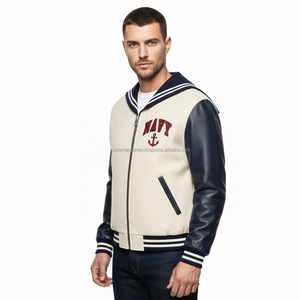 Chaqueta Varsity de Lana Personalizada con Cuello Marinero, Transpirable, Resistente al Viento, Cierre de Botones Cubiertos, Logotipo Bordado en Chenille en la Parte Delantera - Product Image 2