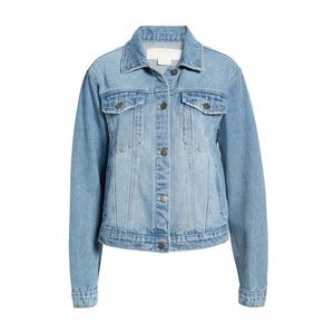 Chaqueta de Mezclilla para Motocicleta de Invierno para Mujer, Manga Larga, Ecológica, Reversible, Cuello en V, 100% Algodón, Cierre de Botones, Corte Ajustado, Estilo Casual Deportivo - Product Image 1