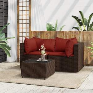 Conjunto de Muebles de Jardín Compactos y Ajustables de Ratán Sintético Marrón para Patio - Product Image 1