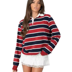 Fashion Contrast <b>Striped</b> <b>Long</b> <b>Sleeve</b> Tops Women's Patchwork <b>Shirts</b> - Product Image 1