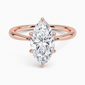 Anillo de Compromiso Solitario de Moissanita con Corte Marquesa de 2 Quilates y Halo Oculto - Product Image 5