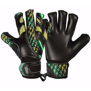 Guantes de Portero de Fútbol, Dedos Completos, Verde y Negro, Cuero PU, Cierre de Velcro, Unisex, Transpirables, Antideslizantes - Product Image 1