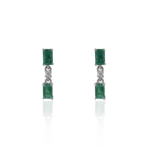 925 Sterling Silver Octagon Cut 100% Authentic Emerald & Diamond Drop Stud <b>Earrings</b> For Women's <b>Fine</b> Jewelry - Product Image 1