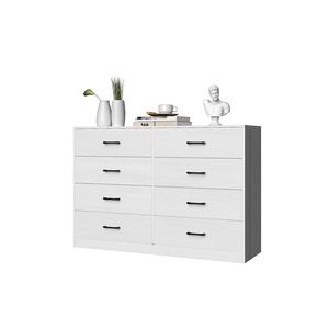 Armadio Decorativo in Tessuto Non Tessuto Laminato su Truciolato Bianco 134x40x86cm, Doppia Fila, 4 Ripiani, 8 Cassetti, Organizzatore - Product Image 6