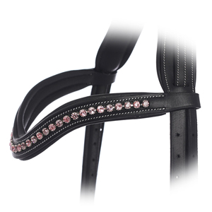 High Quality Customized English Leather Browband Soft Padded Western Riding Bridle <b>Light</b> <b>Rose</b> Amethyst Crystals Horse Equipment - Product Image 2
