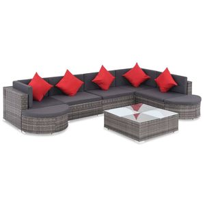 Poly Rattan Gray Patio Lounge Set With <b>Cushions</b> 8 <b>Person</b> Outdoor Furniture Contemporary Modern Design - Product Image 1