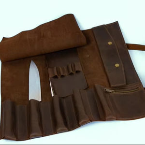 Étui de rangement pour couteaux en cuir pleine fleur, résistant aux odeurs, robuste, confortable et portable, LSKR-0110 - Product Image 1