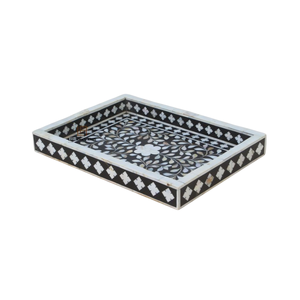 Plateaux de service ronds en bois perlé avec motif émaillé pour la maison, les hôtels et les restaurants, pour servir des aliments, des collations et des boissons - Product Image 3