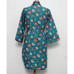 Vestido Camisero Largo de Algodón 100% Puro con Estampado Artesanal, Cuello Camisero, Manga Larga, Botones al Frente, Estilo Club, Fiesta, Moderno, Natural - Product Image 6