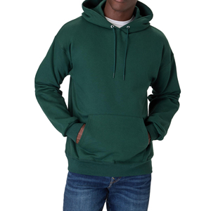 Sweat-shirt à capuche vert foncé pour homme, coupe classique, 100% coton molletonné, pull décontracté avec poche avant, vêtement d'automne - Product Image 1