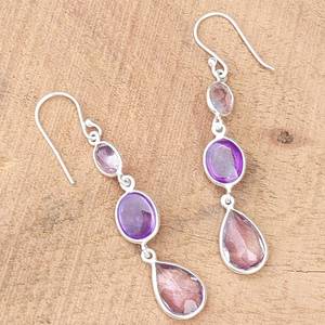 Pendientes de Amatista Hechos a Mano, Plata de Ley, Forma de Pera, Joyería de Piedras Preciosas, Fabricante Mayorista, Exportación India, Nikhil Gems NG-033 - Product Image 4