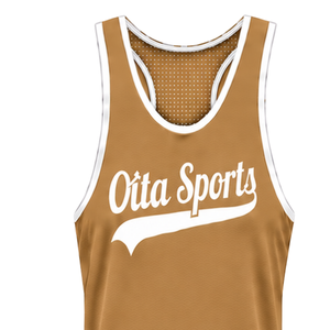 Camel Brown <b>White</b> Swim <b>Tank</b> <b>Top</b> Sleeveless Racerback Lightweight Quick Dry Breathable Training Performance Athletic Swimwear - Product Image 3