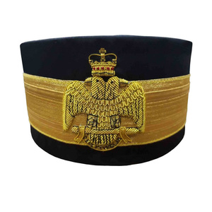 Casquette de Rite Écossais du 33e Degré Faite à la Main, en Velours Noir, Régalia Premium, Broderie Aigle en Fil d'Or, Casquette Personnalisée - Product Image 1