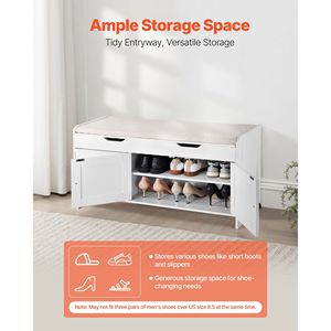 41.3 X 13.8 X 19.8 Inch Entryway Bench with Lift Top Storage Seat Cushion and 3 Cabinets 250lbs Shoe Rack Shoe Bench - Product Image 2
