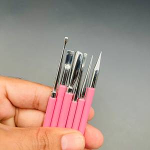 Professional 6-Piece <b>Pink</b> Stainless Steel Cuticle Pusher & Nail Art <b>Tool</b> Set with Double-Use Design for Finger & Feet Care - Product Image 5