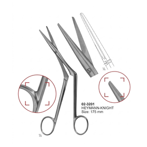 Tijeras Nasales Heymann Knight de 175 mm, Instrumentos Quirúrgicos ORL de Acero Inoxidable, Tijeras Angulares para Corte Nasal, Herramientas Médicas - Product Image 1