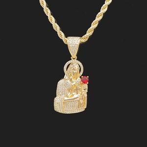 Oferta Especial: Joyería Religiosa de Moissanita con Jesús, Colgante de Oro de 14K Chapado en Oro, Estilo Hip Hop Iced, Joyería Fina - Product Image 1