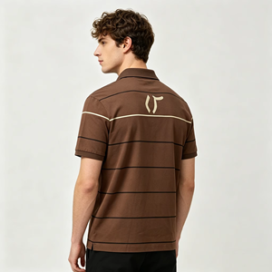 PL1056 Polo en tricot décontracté à manches courtes pour homme avec logo personnalisé, rayures de football, haut en tricot, pull en tricot pour homme - Product Image 2