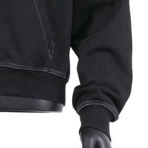 Sudadera de invierno de algodón grueso de alta calidad con cremallera, hombros caídos y costuras en contraste, estilo oversize. - Product Image 5