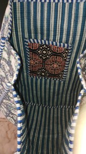 Bohemian Grey Quilted Cotton Tote <b>Bag</b> with <b>White</b> Floral <b>Hand</b> Block print Open Casual Shopping Travel Grocery Handbag For Women - Product Image 4