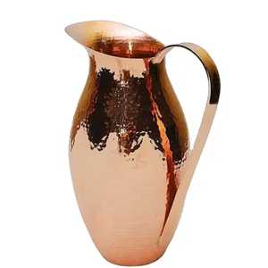 Hammered Copper Mug with Smooth Base and Handle Rustic Eco Friendly Moscow Mule Cup Decorative Metal <b>Drinkware</b> Kitchen Barware - Product Image 2