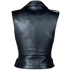 Chaleco de Motociclista de Cuero Genuino Negro para Mujer - Product Image 2