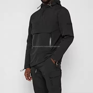 Chándales de algodón negro para hombre de calidad superior patrón sólido personalizado de fábrica bolsillos de carga de nailon ecológicos ropa deportiva - Product Image 1