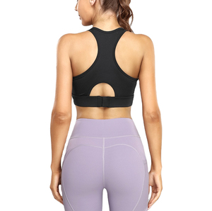 Sujetador deportivo sin costuras para mujer, cuello halter, espalda cruzada, color liso, top corto - Product Image 4