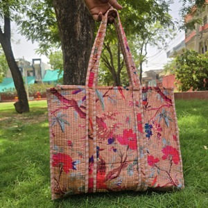 Bolso Tote Grande de Terciopelo Hecho a Mano en India, Estilo Vintage, con Asa Abierta, Estampado con Bloques, Acolchado, para Todas las Temporadas, para Mujer - Product Image 2
