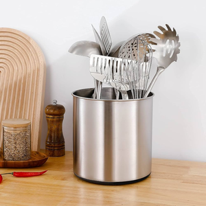Support à ustensiles multifonctionnel en acier inoxydable pour cuisine, type sur pied, avec rangement pour baguettes - Product Image 1